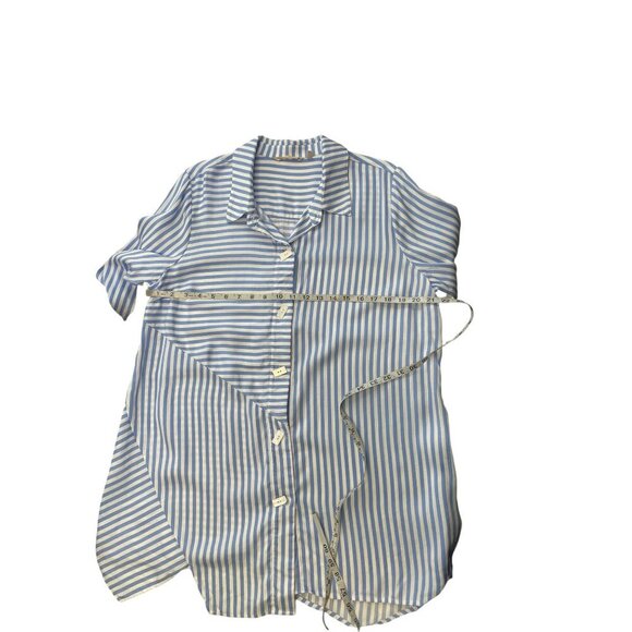 Soft Surroundings Stripe Square Button Tunic Top Button Front and Back Tencel XL - Picture 9 of 11